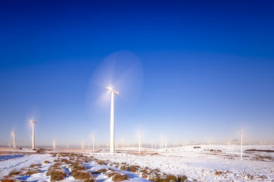 Great britain, scotland, east lothian, lammermuir hills, wind farm in winter