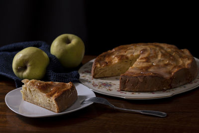 Close-up of fruits in plate on table