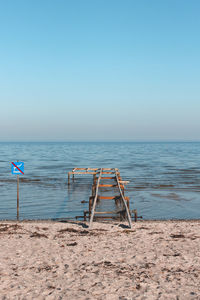 Scenic view of beach against clear sky