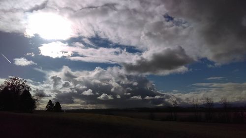 Scenic view of landscape against cloudy sky