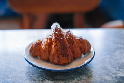 Close-up of dessert in plate on table