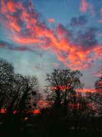Low angle view of silhouette trees against sky during sunset