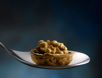 Close-up of ice cream in bowl on table