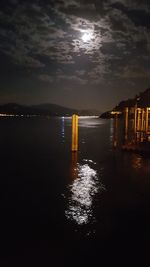 Scenic view of sea against sky at night