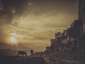 Panoramic view of  craco at sunset