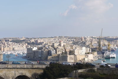 Aerial view of cityscape against sky