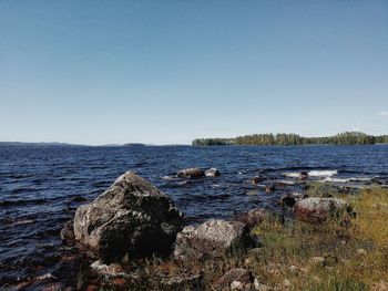 Scenic view of sea against clear sky