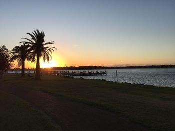 Scenic view of sea at sunset