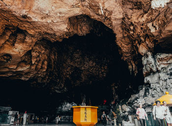 Low angle view of rock formation in cave