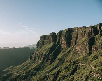 Scenic view of mountains against clear sky