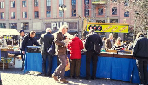 People standing in city