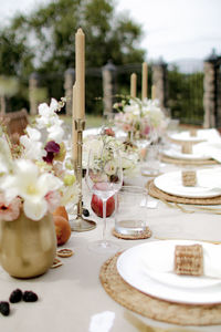 Flower pot on table