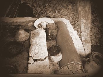 Close-up of abandoned shoes