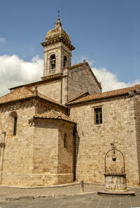Low angle view of old building against sky