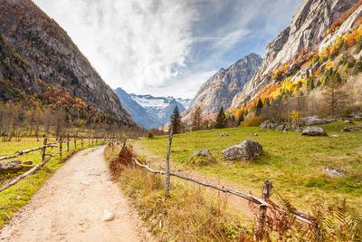 Panoramic view of landscape and mountains against sky