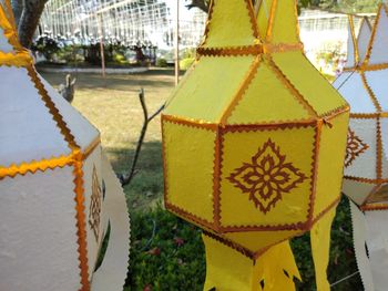 Close-up of yellow umbrella