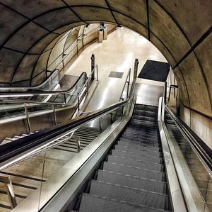 High angle view of escalator