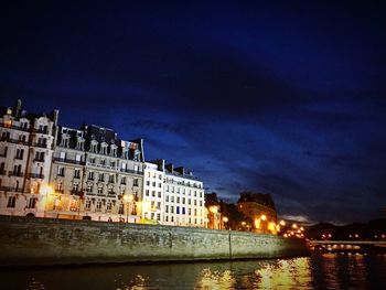 Illuminated buildings at night