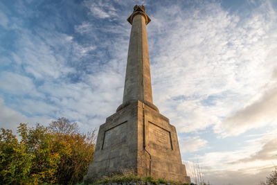 View of the admiral hood monument near compton dundon in somerset