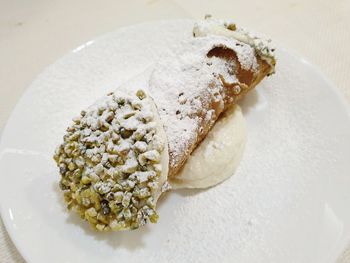 High angle view of ice cream in plate