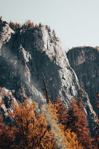 Low angle view of rock formations