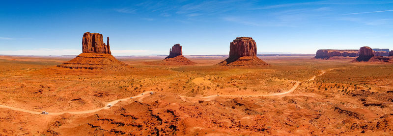 Panoramic shot of rock formations at monument valley