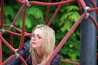 Woman sitting at playground