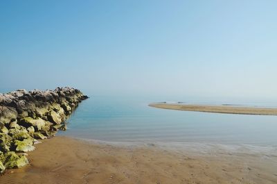 Scenic view of sea against clear sky