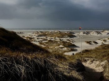 Scenic view of beach against sky