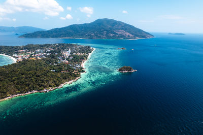 High angle view of sea against sky