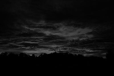 Scenic view of silhouette landscape against sky at sunset