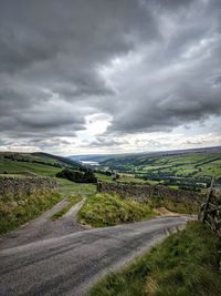 Scenic view of landscape against cloudy sky