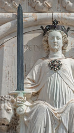 Statue of buddha against building