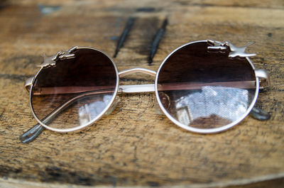 Close-up of sunglasses on table