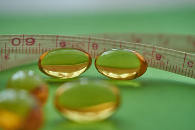 Close-up of glasses on table