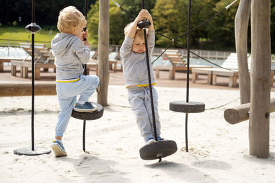 Cute kids playing at play park