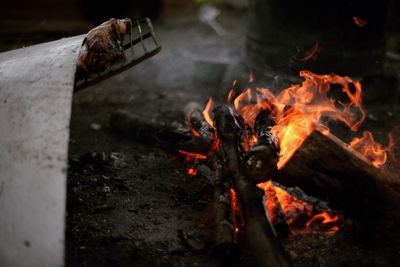Close-up of fire at night