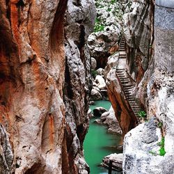 Scenic view of river amidst rock formation