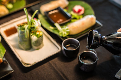 High angle view of food on table