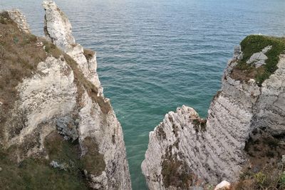 High angle view of rocks on beach