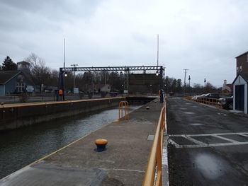 View of bridge over road against sky