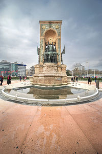 View of fountain in city