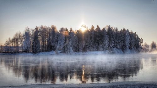 Scenic view of lake against sky