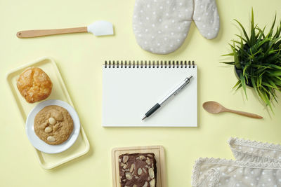 High angle view of food on table