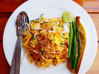 High angle view of meal served in plate