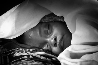 Close-up of a baby sleeping