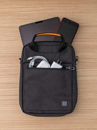 High angle view of smart phone