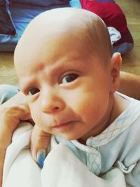 Close-up portrait of cute baby boy