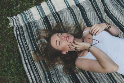 Portrait of a woman lying down