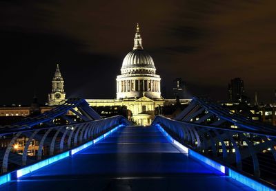 View of illuminated building against sky at night